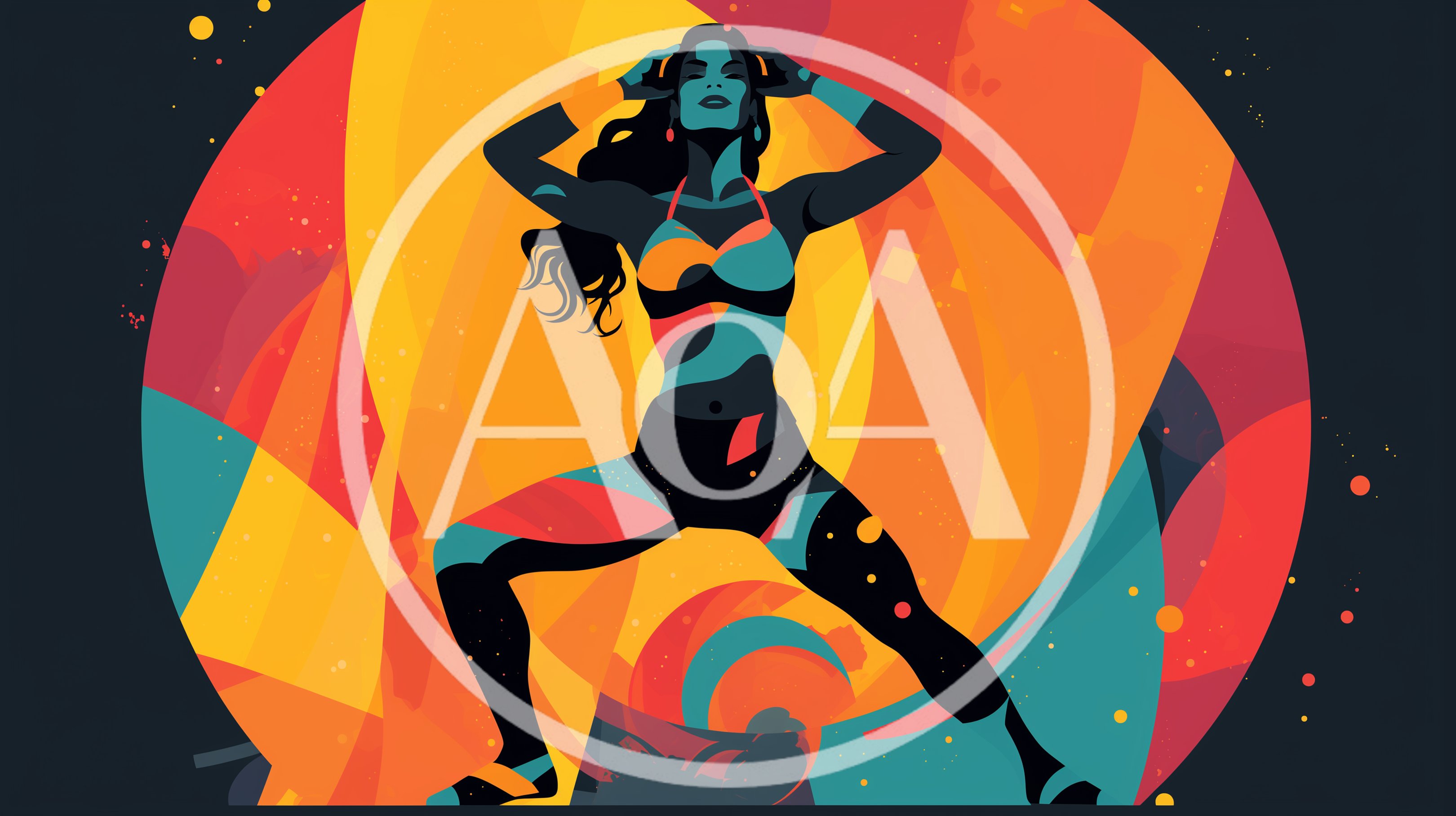 Stylized Illustration Of A Woman Dancing In A Vibrant Circle