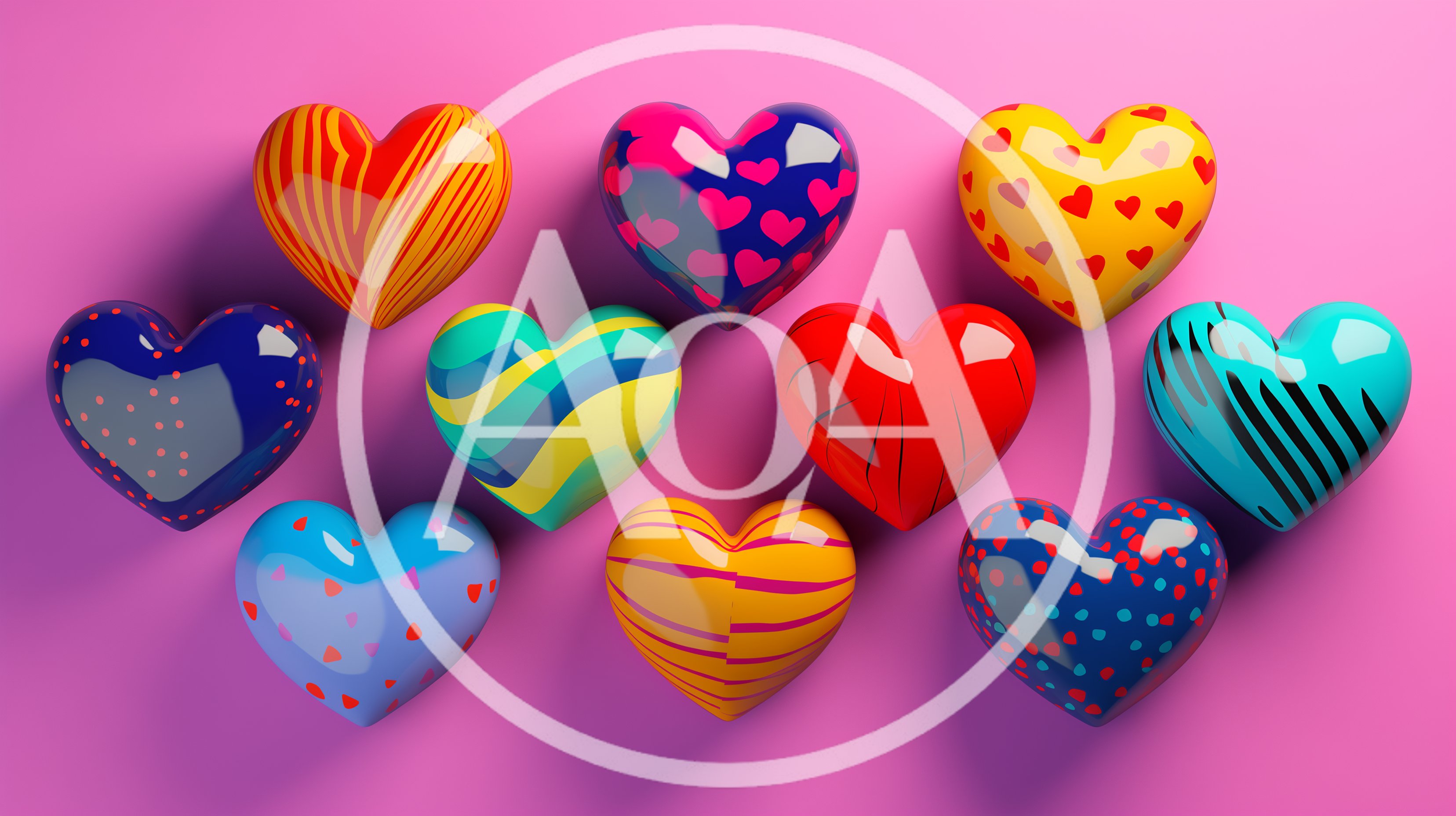 Collection of Colorful Decorative 3D Hearts