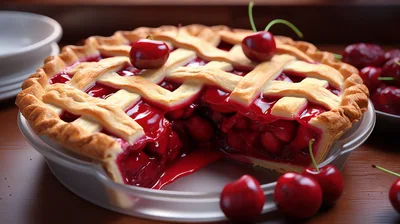 Freshly Baked Lattice Crust Cherry Pie