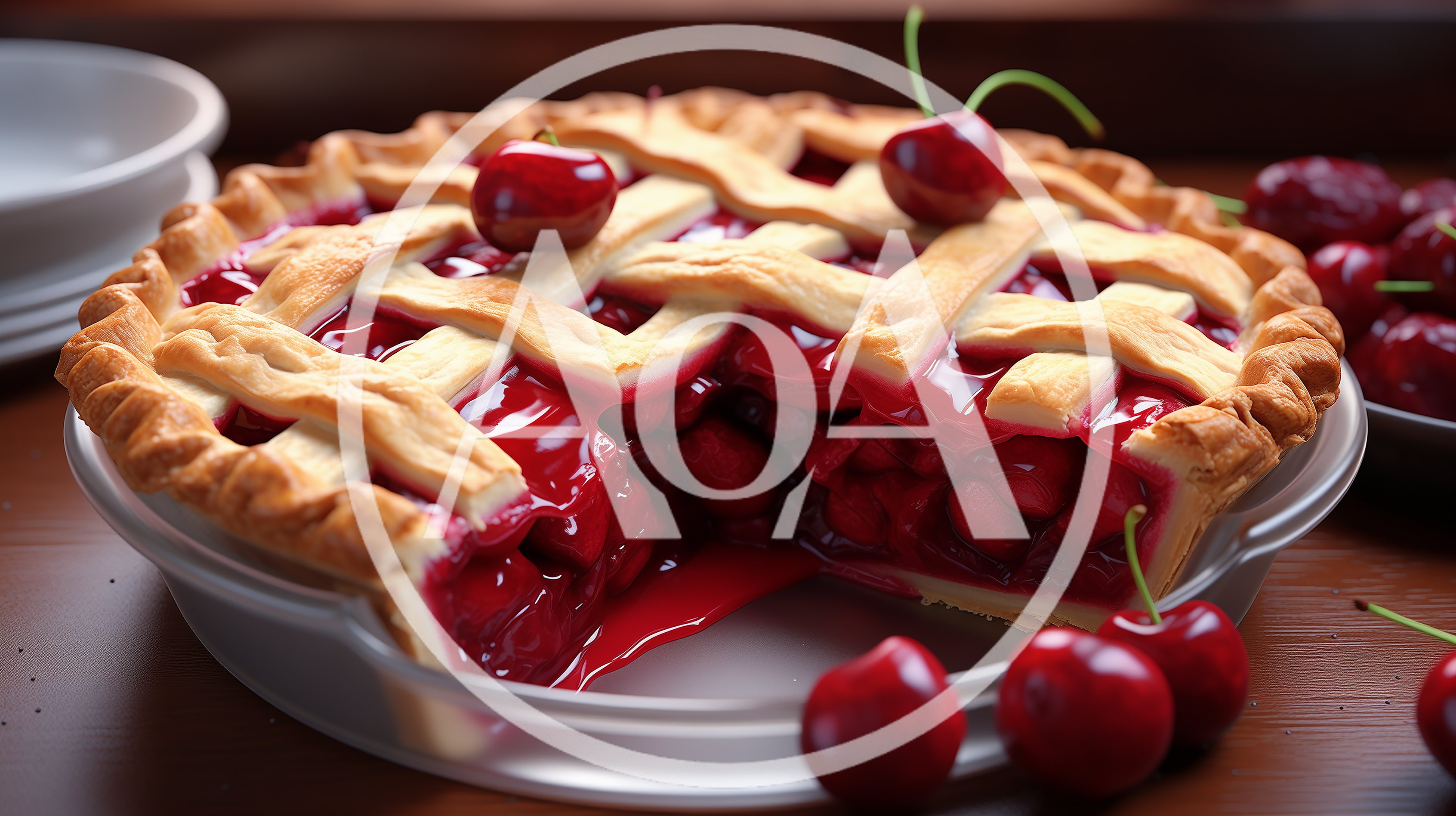 Freshly Baked Lattice Crust Cherry Pie