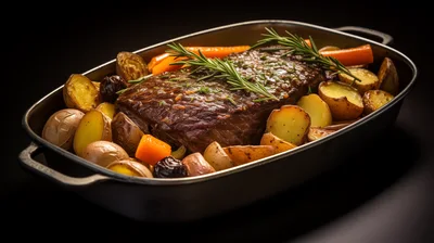 Roasted Beef Tenderloin With Vegetables In A Baking Pan