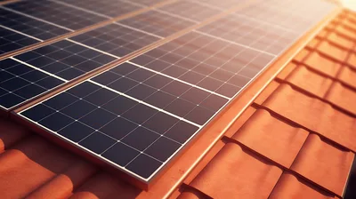 Solar Panels Installed On A Red Tiled Roof