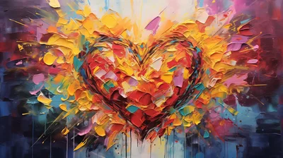 Abstract Oil Painting Of A Vibrant Heart