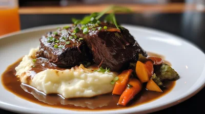 Braised Beef Short Ribs With Mashed Potatoes And Carrots