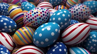Colorful Patterned Easter Eggs Pile