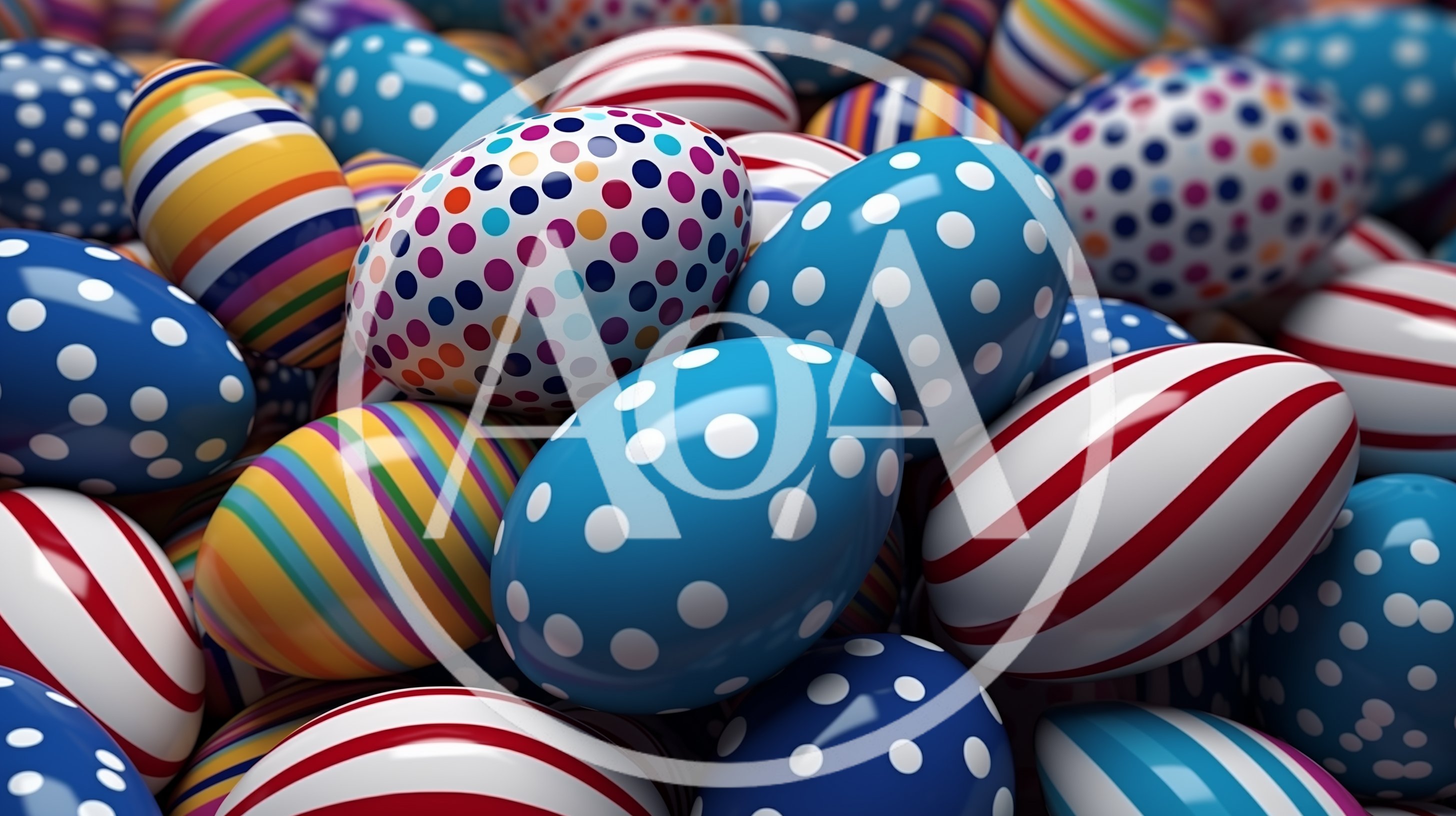 Colorful Patterned Easter Eggs Pile