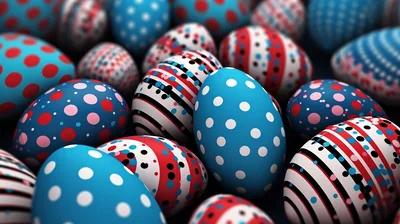 Colorful Patterned Easter Eggs With Patriotic Designs