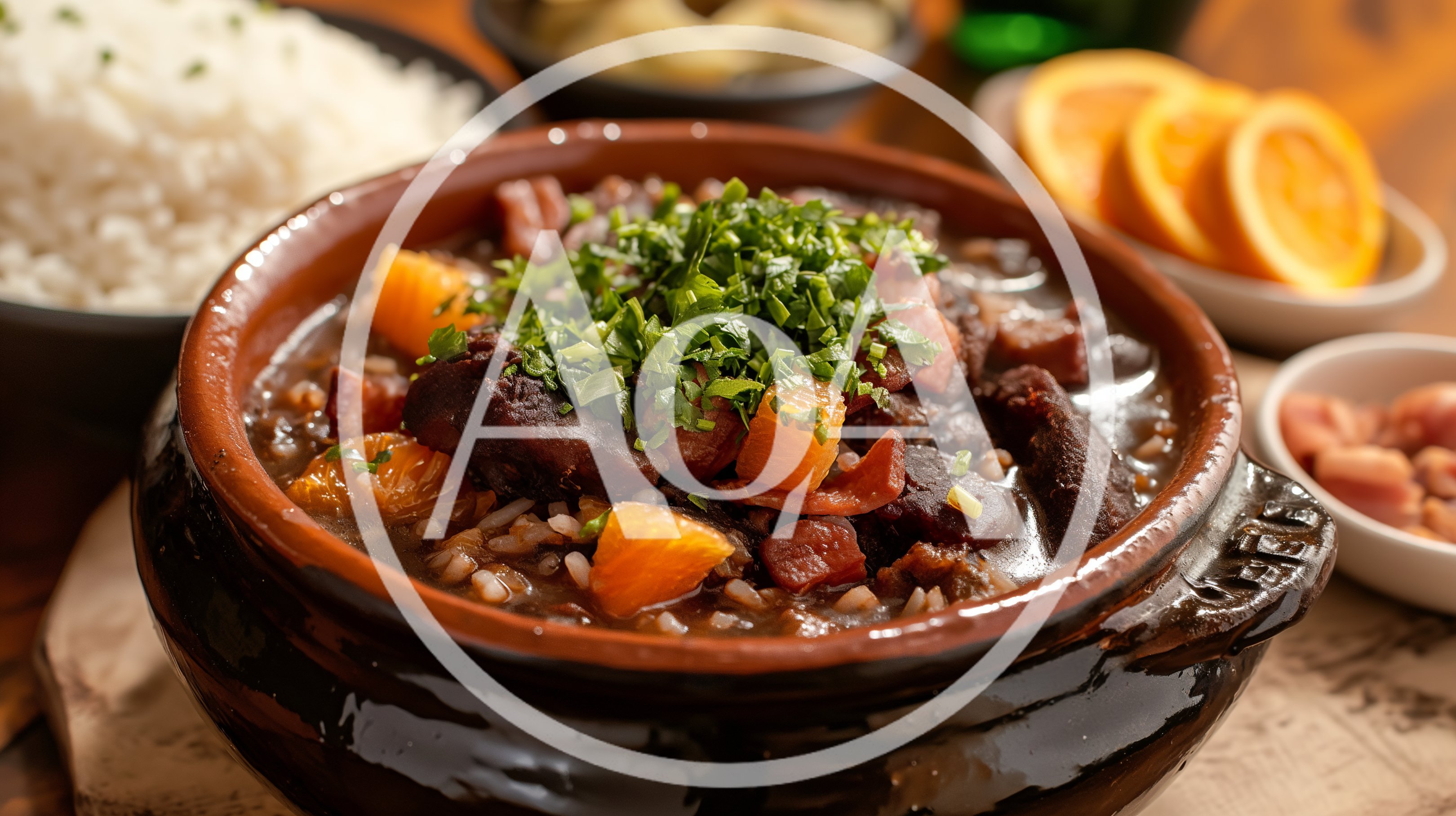 Traditional Brazilian Feijoada Stew in Clay Pot