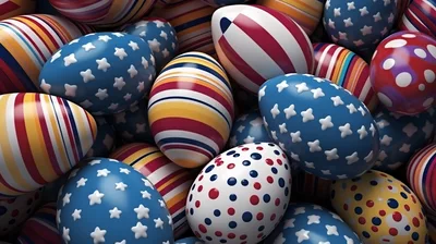 Patriotic Easter Eggs With Stars And Stripes Patterns