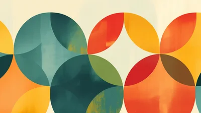 Abstract Geometric Pattern With Overlapping Colorful Circles