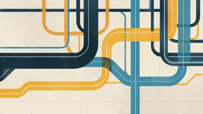 Abstract Geometric Subway Map Line Illustration