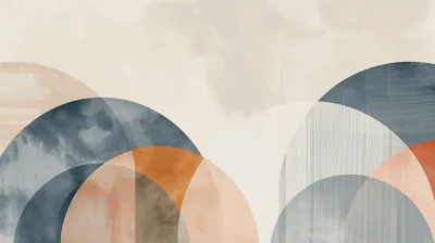 Abstract Geometric Arches With Textured Watercolor Background