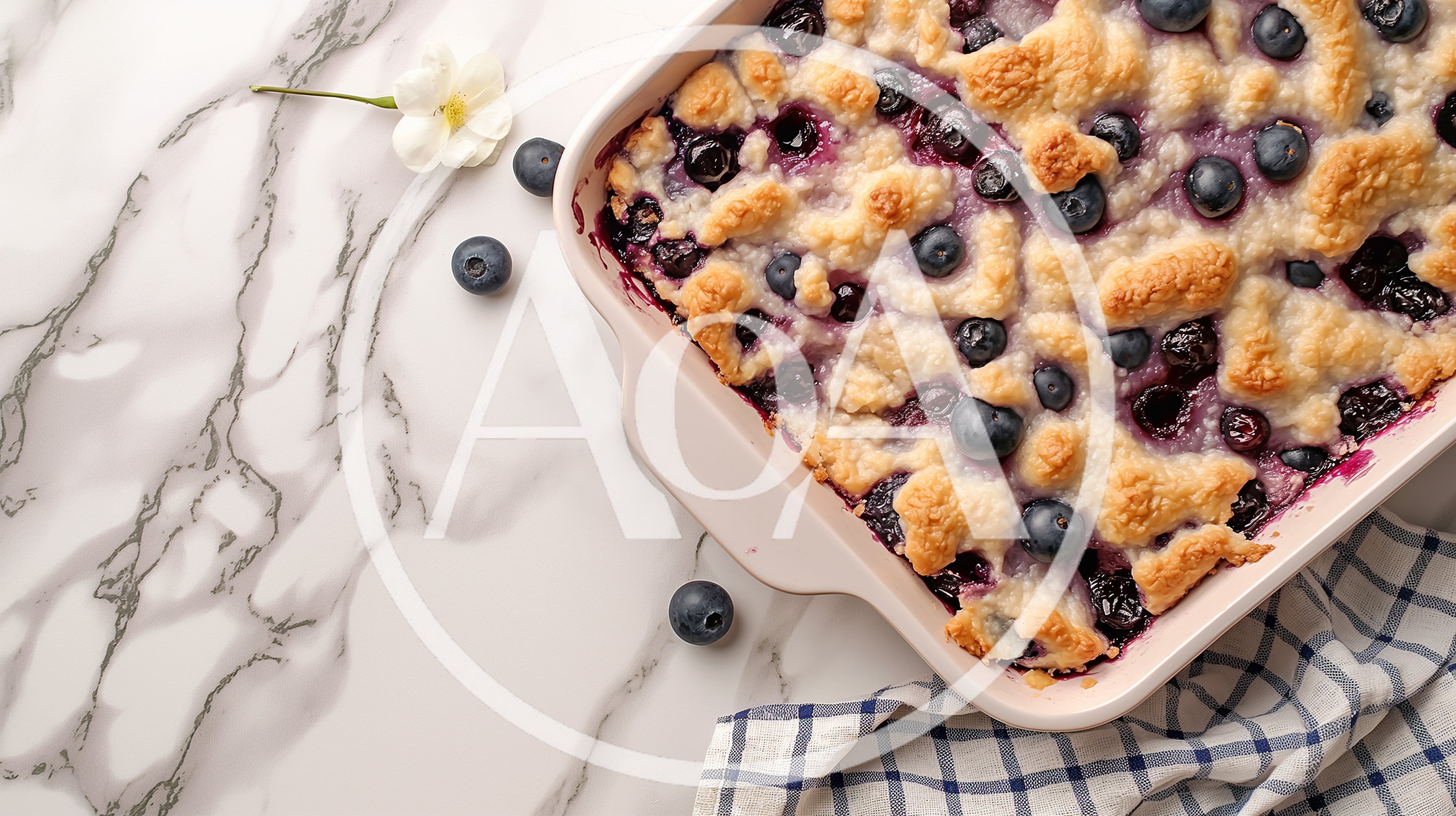 Freshly Baked Blueberry Crumble In A Ceramic Dish