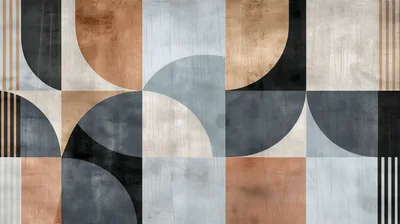 Abstract Geometric Pattern With Semicircles And Stripes