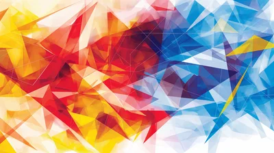 Abstract Geometric Background With Vibrant Red And Blue Triangles