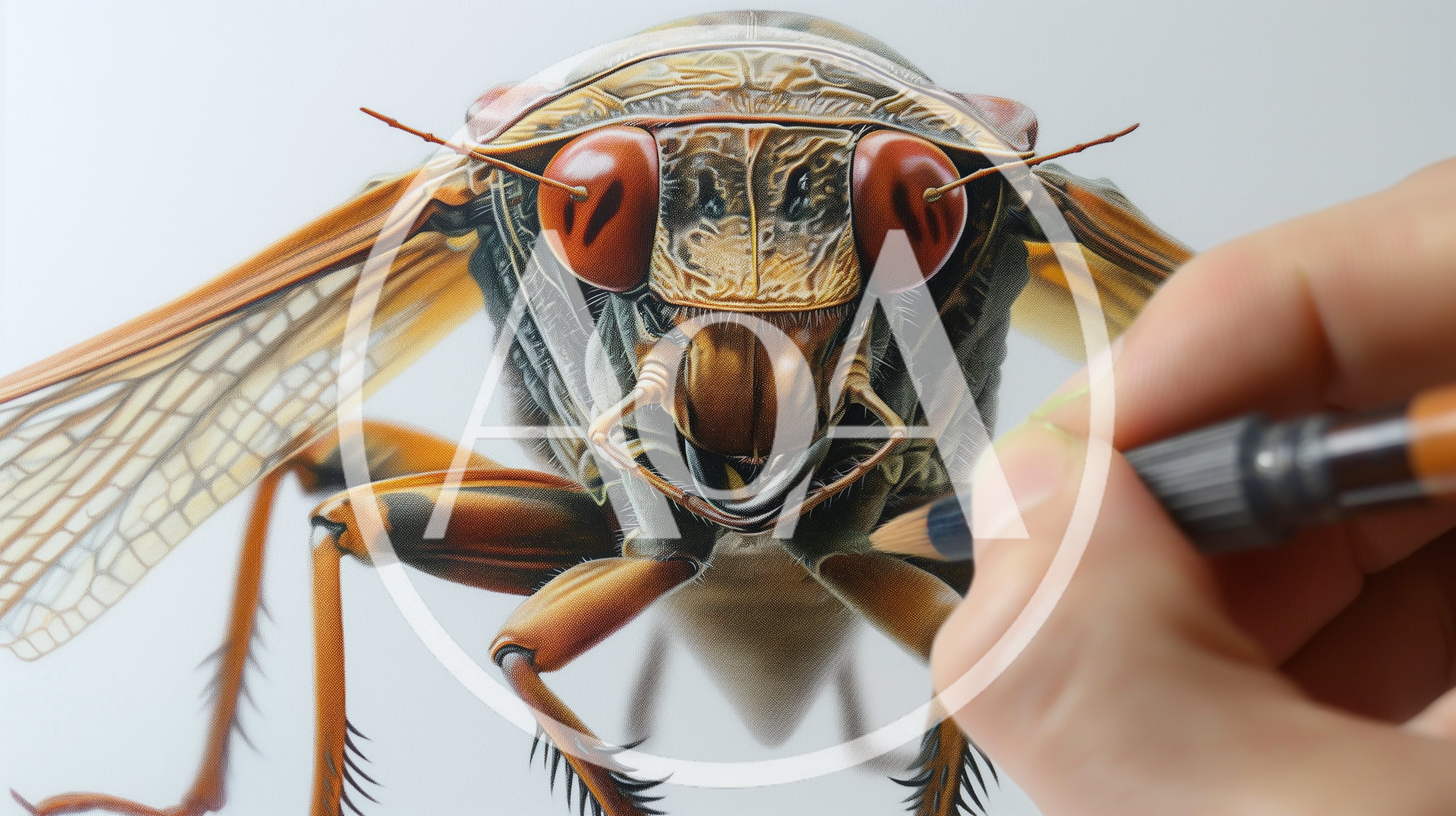 Artist Drawing A Detailed Cicada Illustration