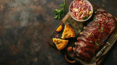 Barbecue Pork Ribs With Coleslaw And Cornbread
