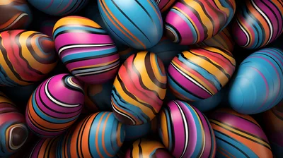 Colorful Striped Easter Eggs Background