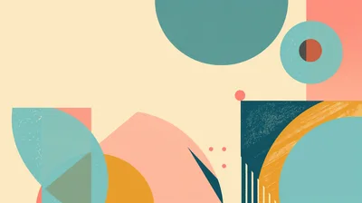 Abstract Geometric Composition With Textured Shapes