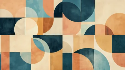 Abstract Geometric Pattern With Mid Century Modern Shapes