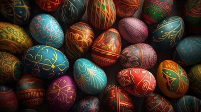 Collection Of Intricately Decorated Easter Eggs