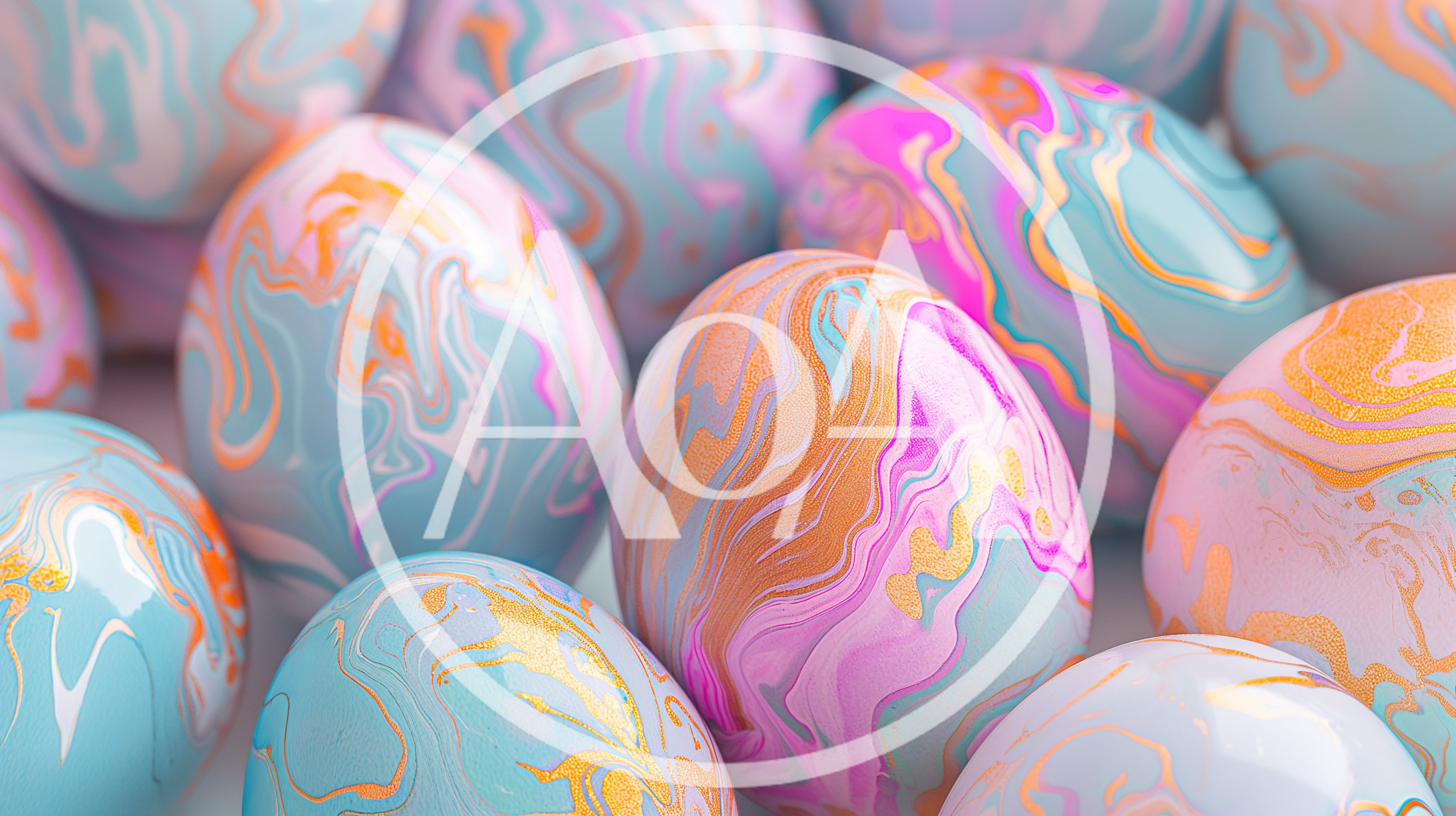 Colorful Marbled Easter Eggs With Metallic Gold Accents