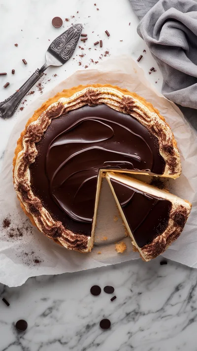Top View Of A Chocolate Ganache Tart