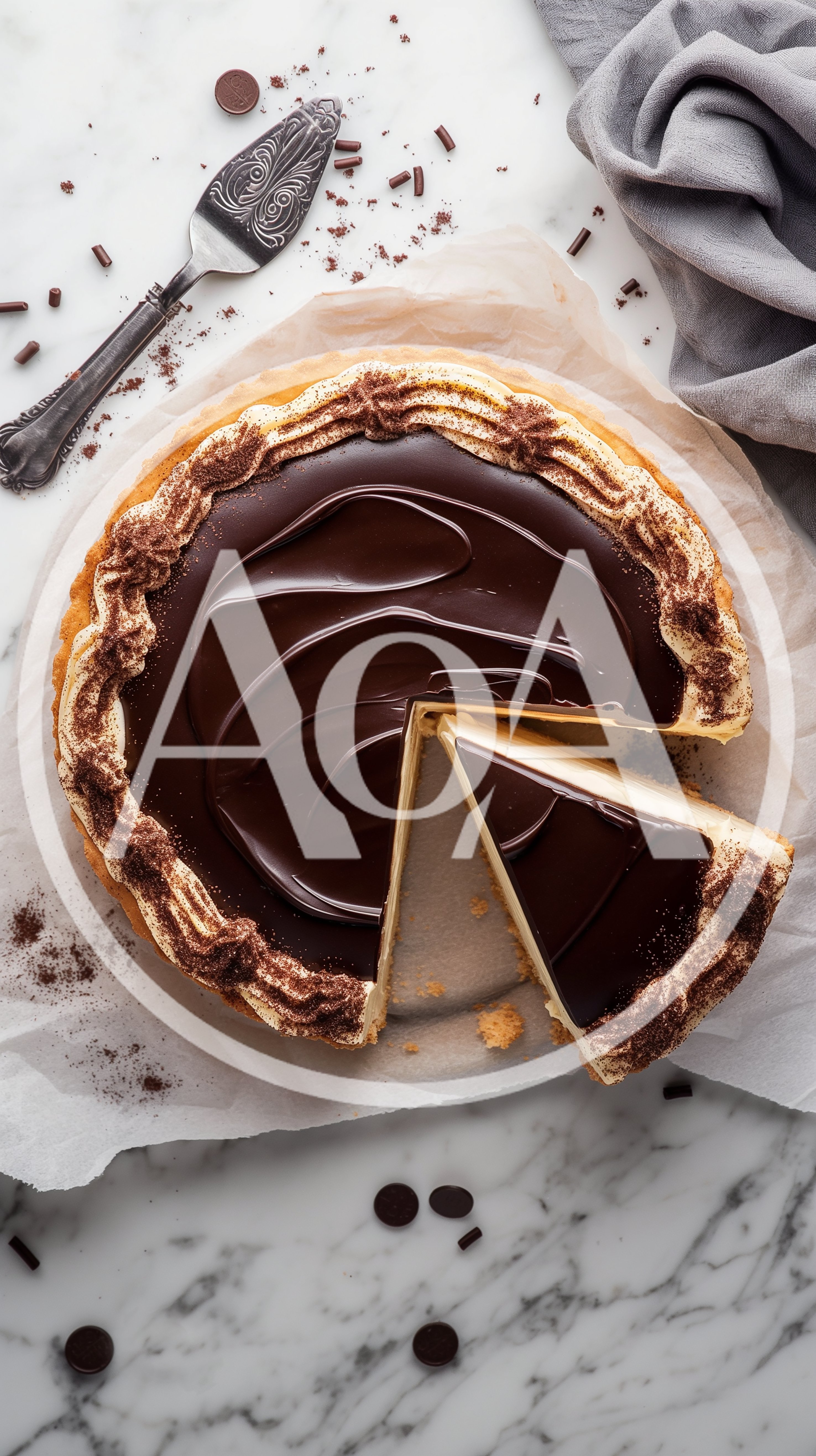 Top View Of A Chocolate Ganache Tart