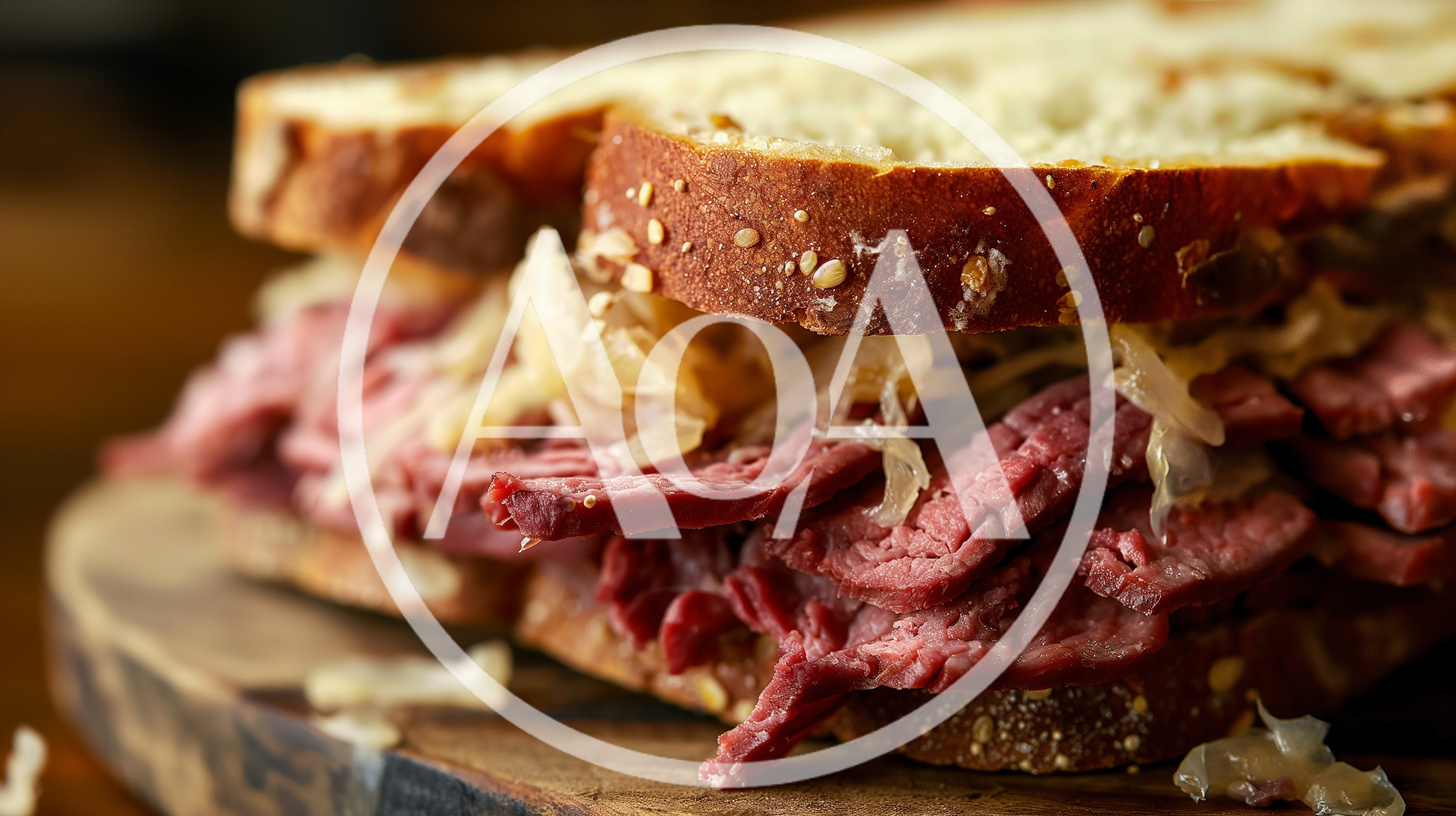 Close Up Of A Hearty Corned Beef Sandwich