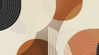 Abstract Geometric Composition With Earth Tone Arcs And Lines