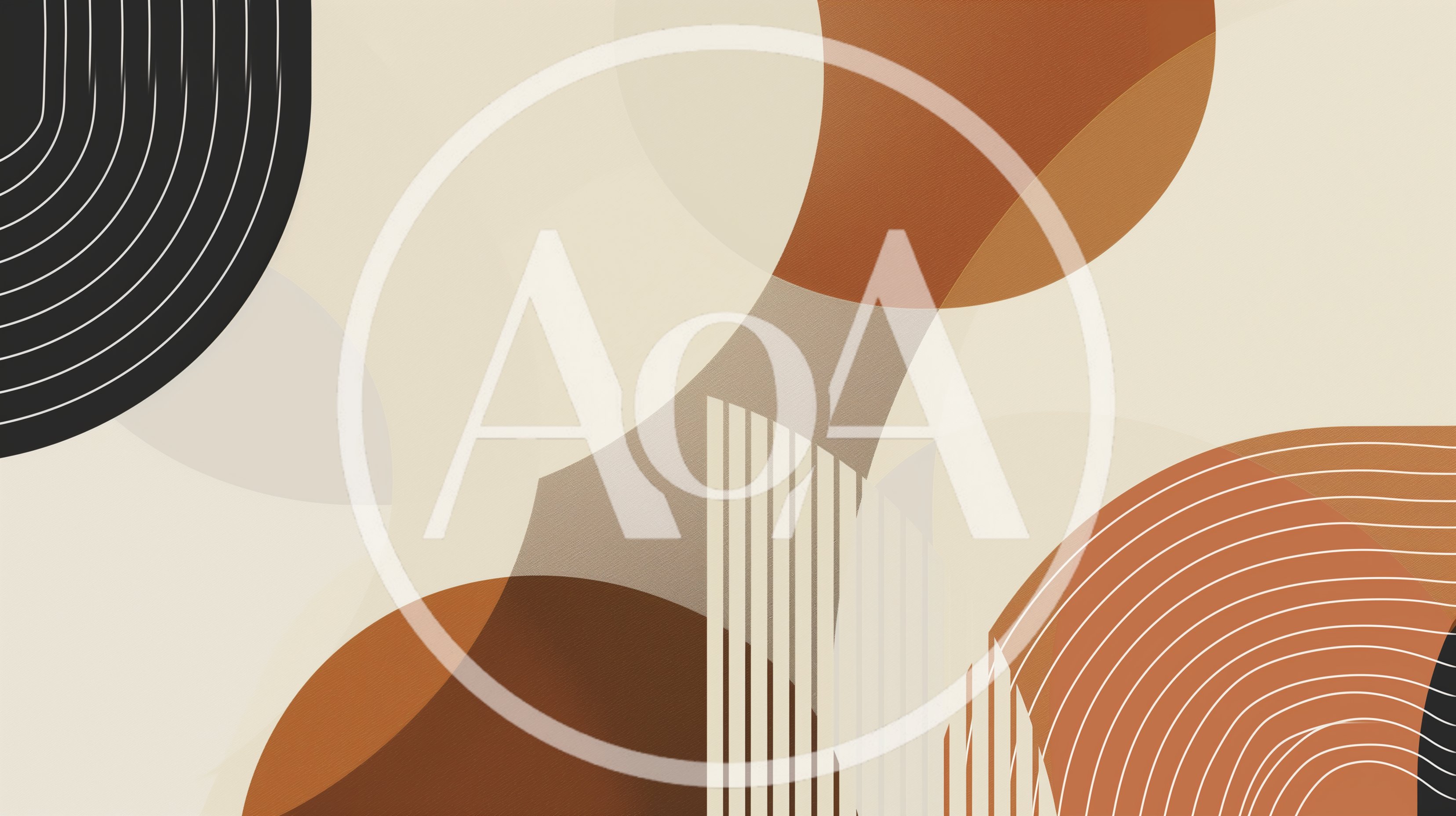 Abstract Geometric Composition With Earth Tone Arcs And Lines