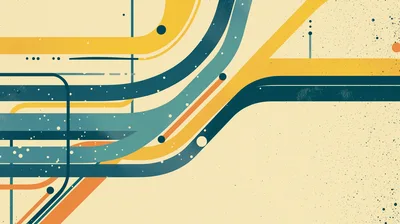 Abstract Retro Graphic Design With Flowing Geometric Lines