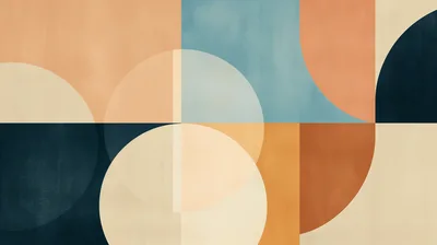 Abstract Geometric Composition With Overlapping Circles And Rectangles