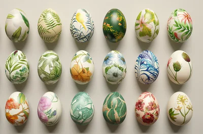Collection Of Decorative Botanical Easter Eggs