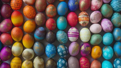 Colorful Easter Eggs Arranged In A Grid Pattern