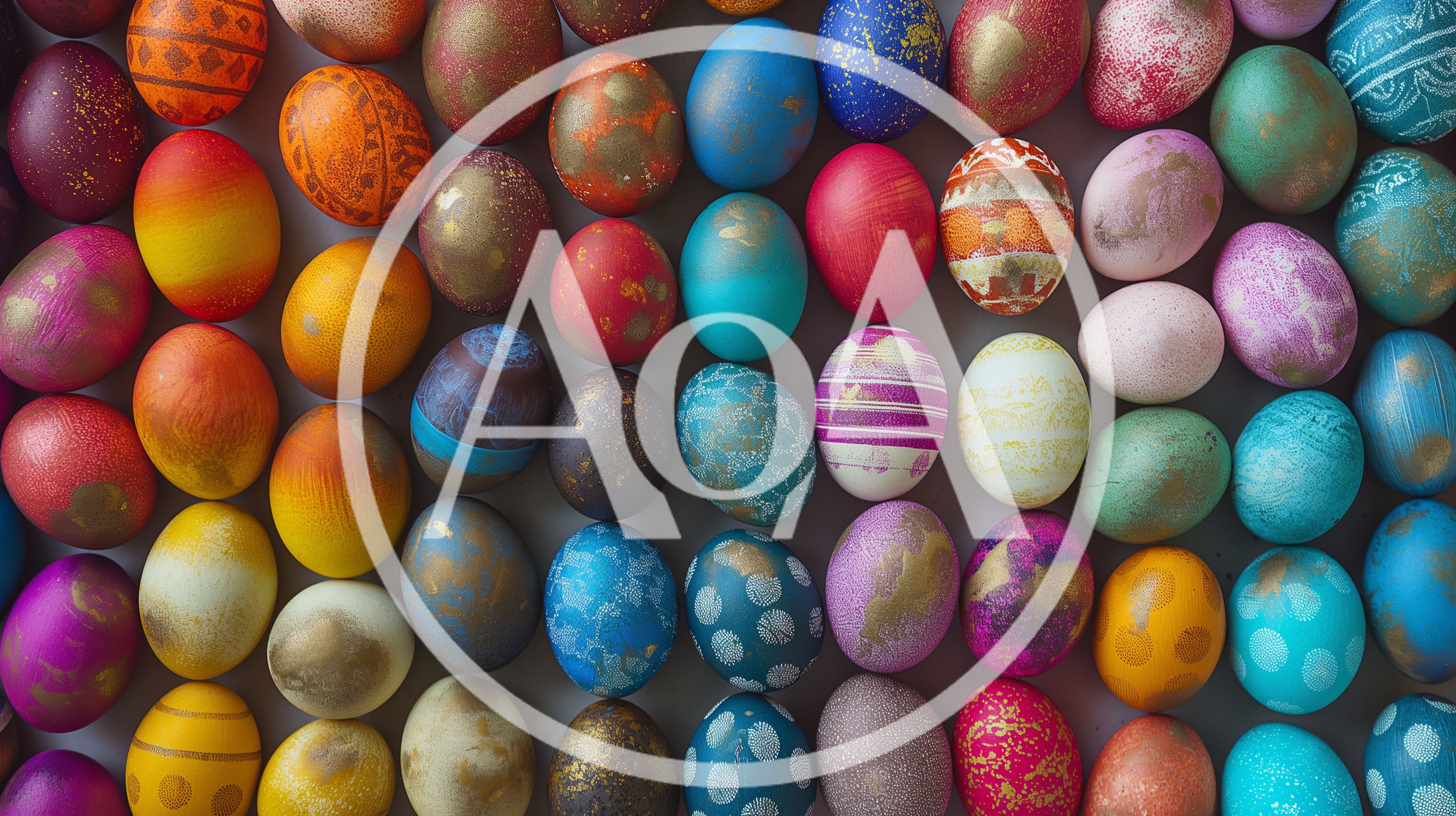 Colorful Easter Eggs Arranged In A Grid Pattern