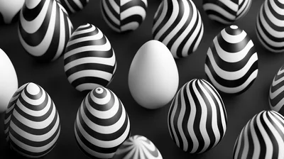 Group of Black and White Striped Easter Eggs