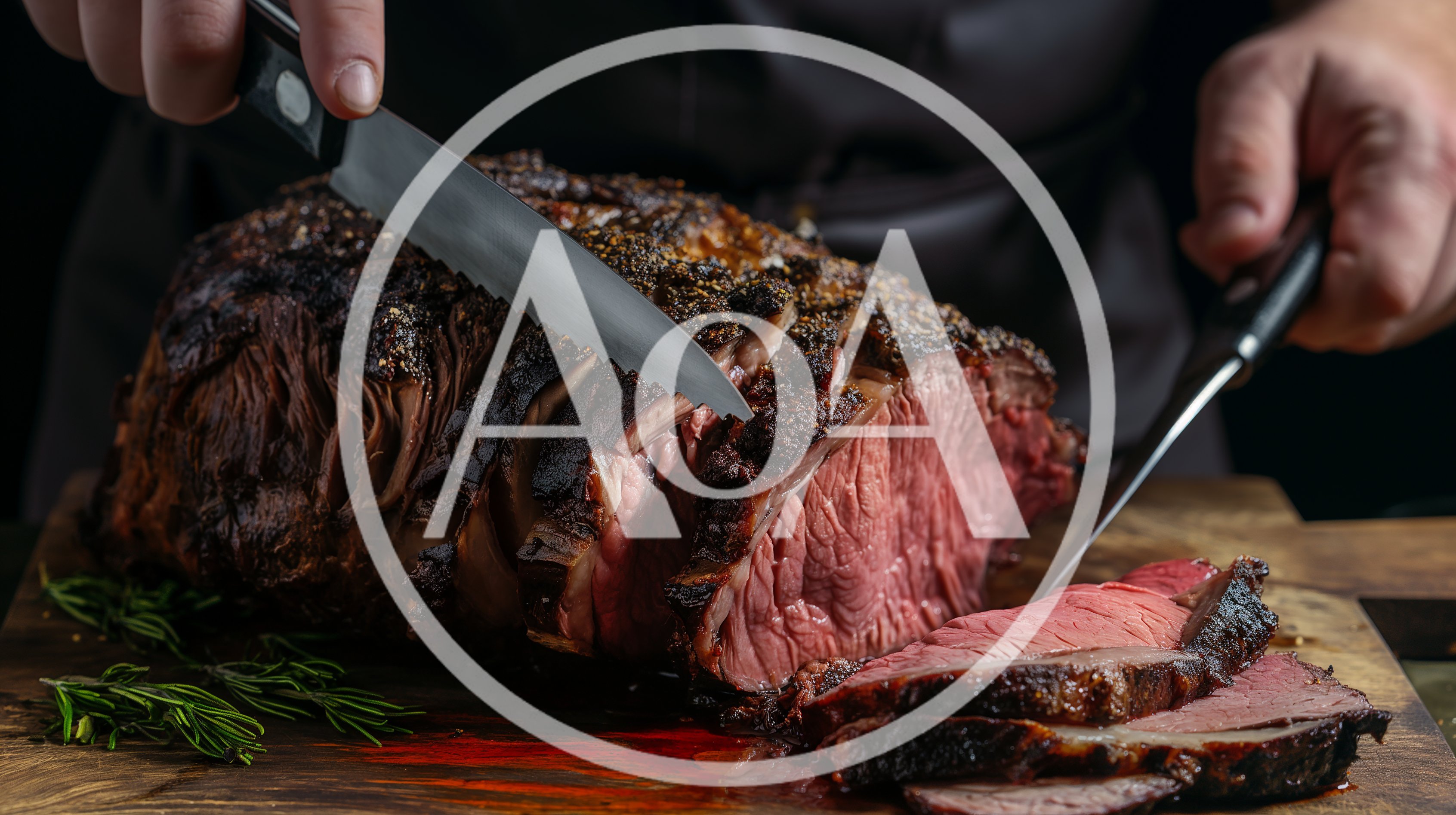 Chef Slicing A Roasted Prime Rib Roast