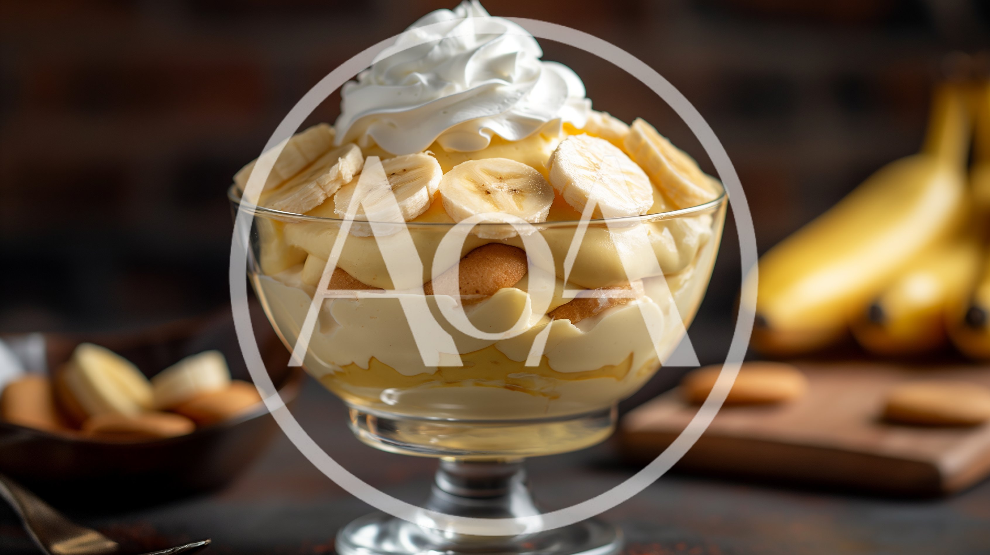 Banana Pudding Dessert In A Glass Bowl