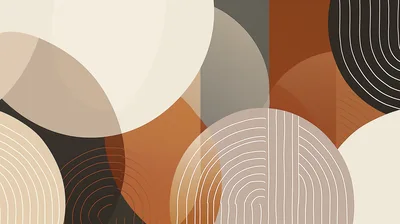 Abstract Geometric Composition With Arches And Lines