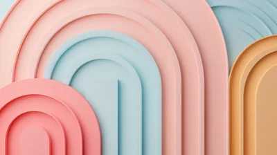 Abstract 3D Rendered Pastel Arched Geometric Shapes