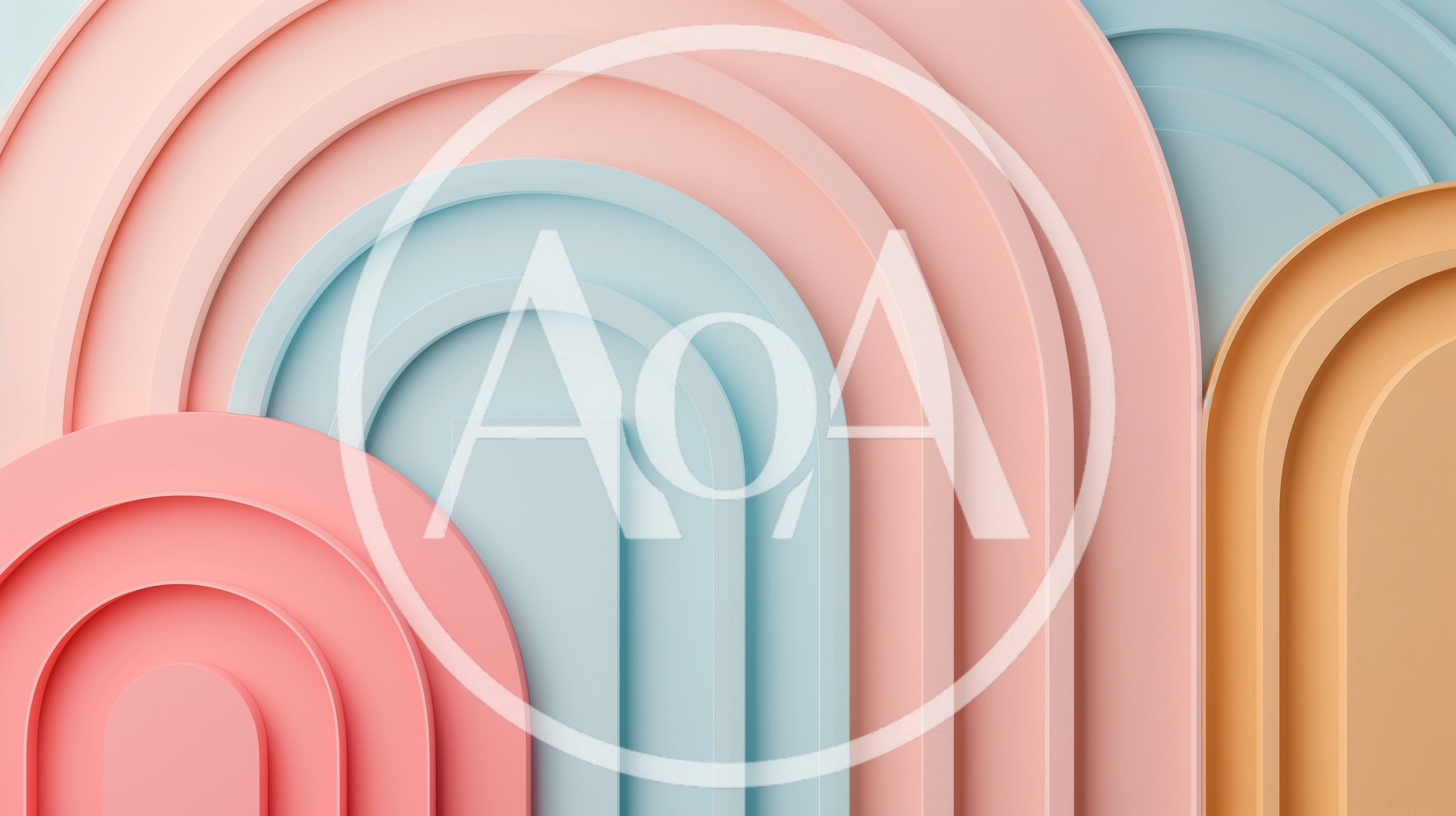 Abstract 3D Rendered Pastel Arched Geometric Shapes
