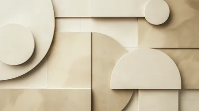Abstract Geometric Composition With Beige Textured Shapes