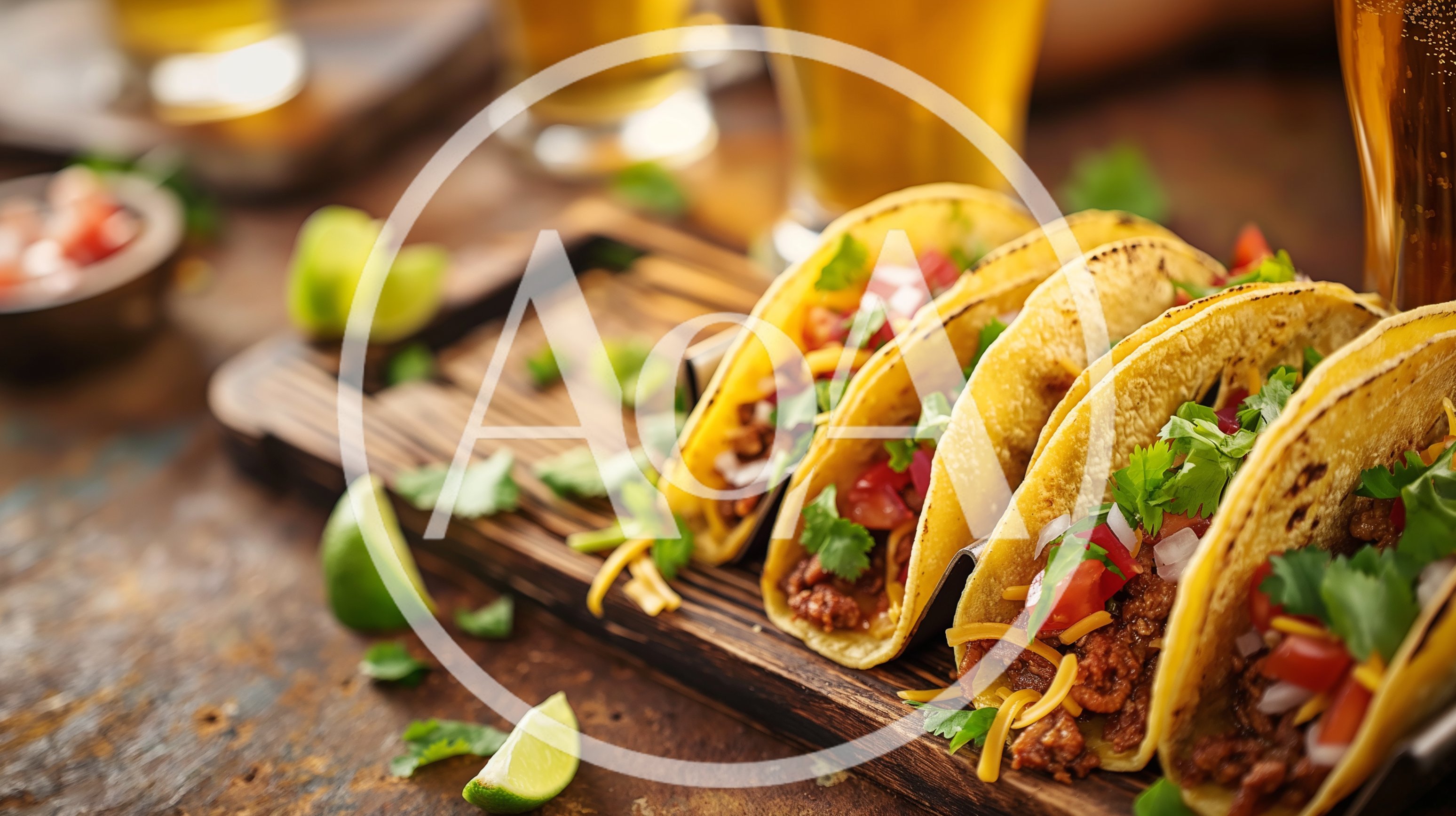 Delicious Beef Tacos Served On A Wooden Board