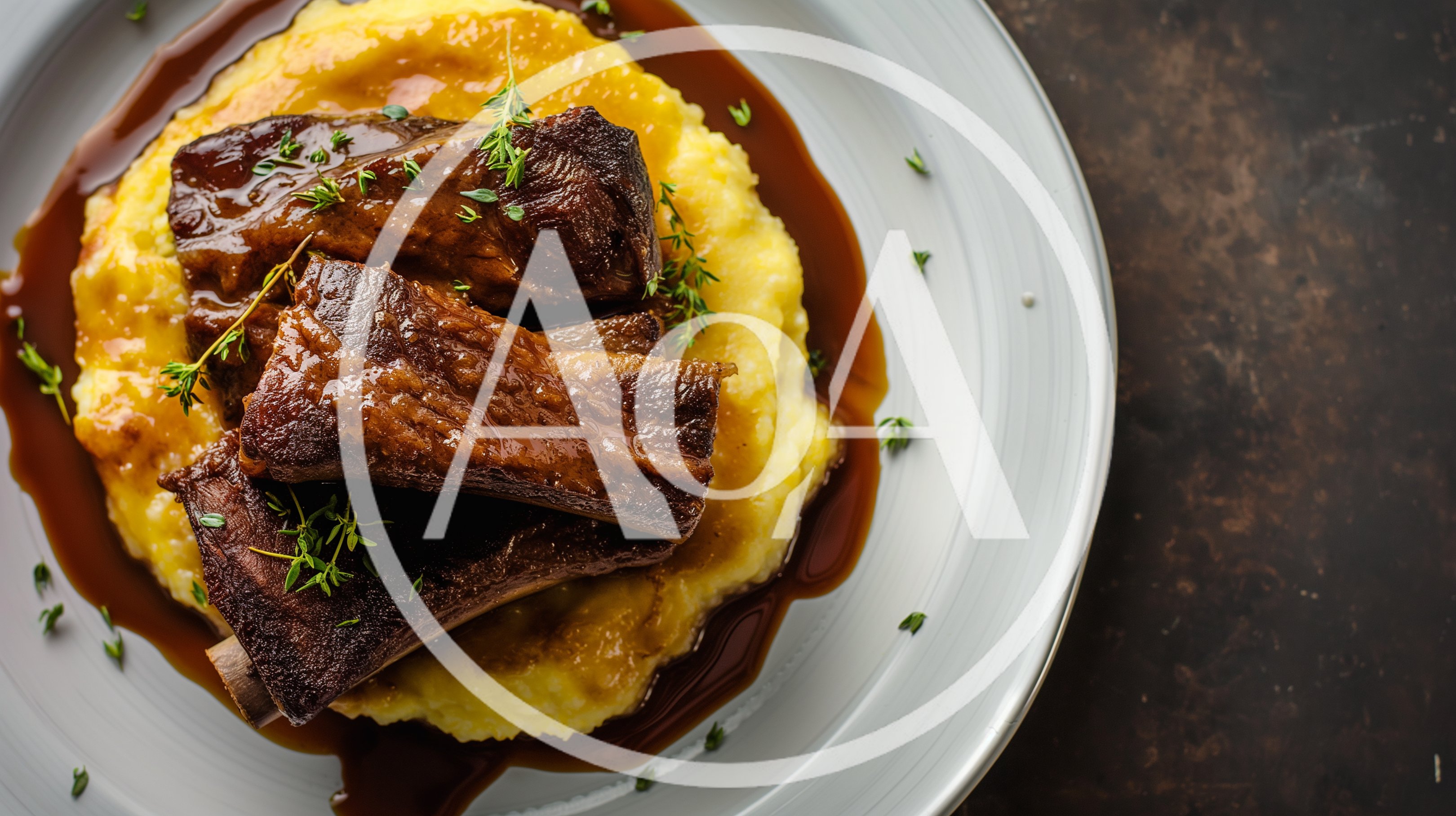 Braised Beef Short Ribs Served Over Creamy Polenta