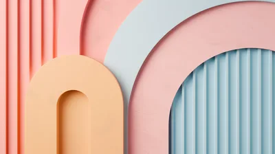 Abstract 3D Geometric Shapes With Pastel Colors