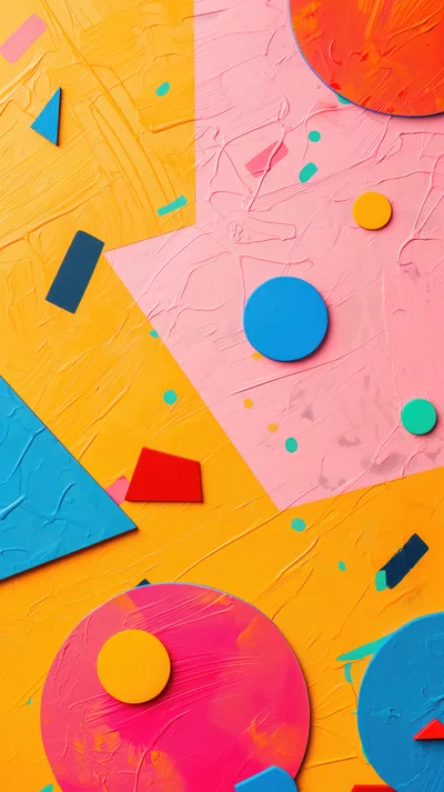 Abstract Geometric Shapes On Textured Painted Background