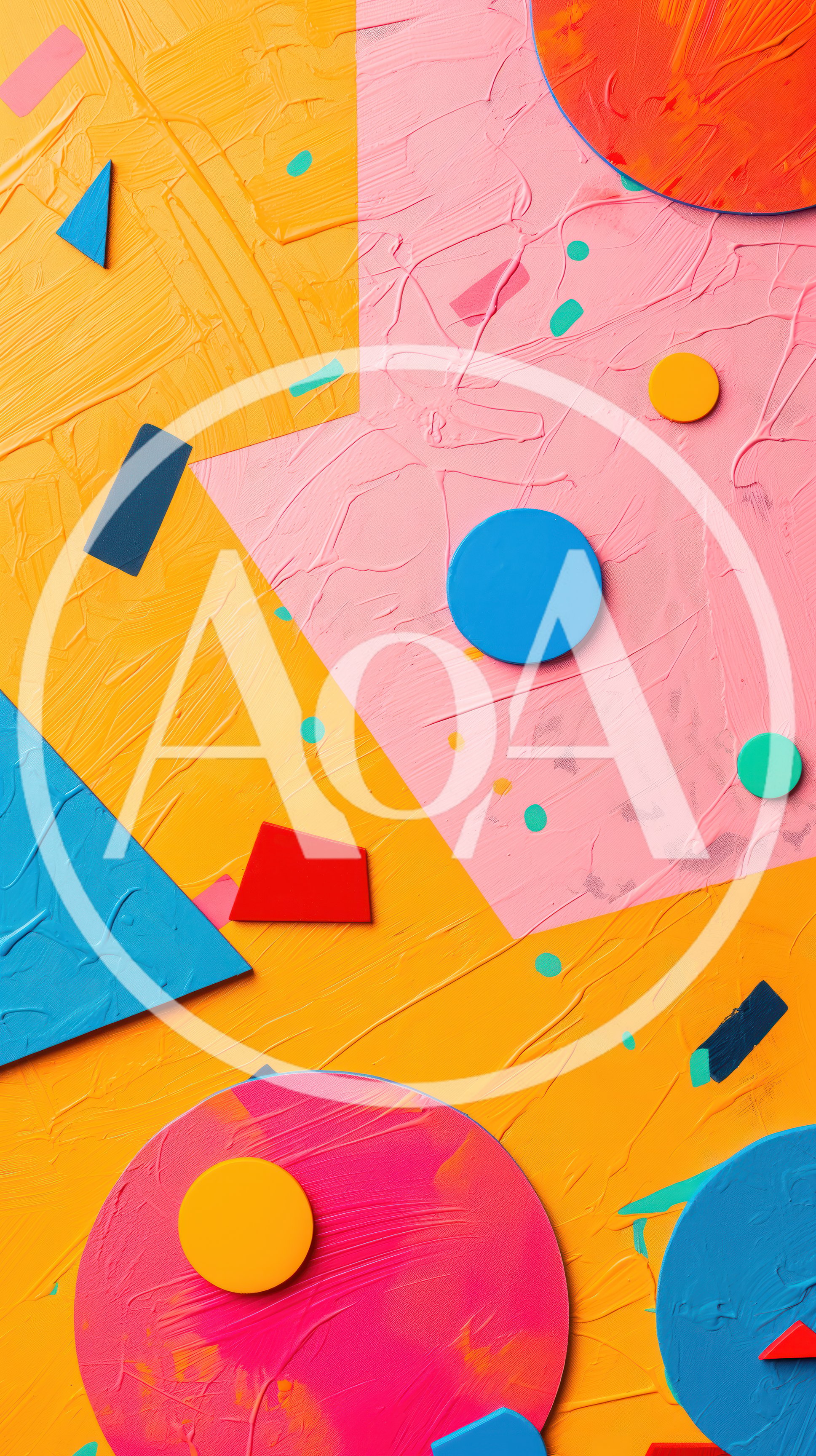 Abstract Geometric Shapes On Textured Painted Background