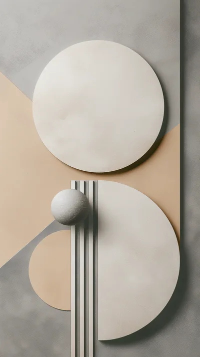 Abstract Geometric Composition With Spheres And Textured Planes