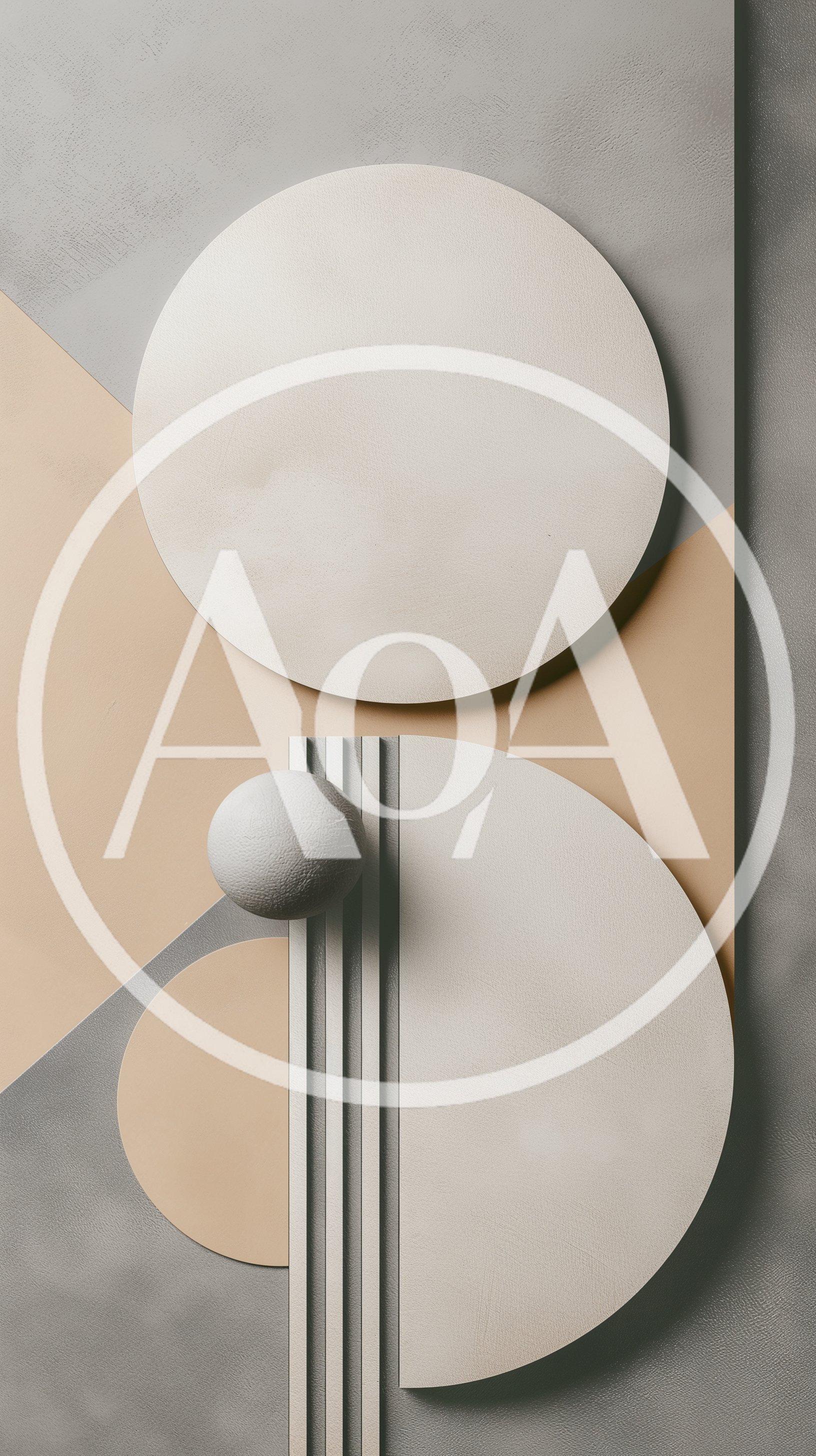 Abstract Geometric Composition With Spheres And Textured Planes
